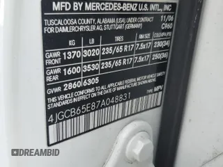 2007 Mercedes-Benz R-Class 3.5L with VIN 4JGCB65E87A048831, listed as a Copart auction lot 89162865 with 144,869 mi miles and Salvage Title. Bid and sale history available at carsss.com. Image 13.