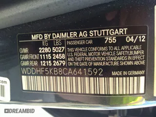 2012 Mercedes-Benz E-Class E 350 Luxury with VIN WDDHF5KB8CA641592, listed as a IAAI auction lot 41493356 with 152,981 mi miles. Bid and sale history available at carsss.com. Image 9.