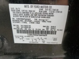 2015 Lincoln MKS z VIN 1LNHL9DK6FG604609, wystawiony jako Copart lot #56243135 z przebiegiem 82 622 mil mil oraz Szkoda całkowita • Salvage title. Historia ofert i sprzedaży dostępna na DreamBid. Obrazek 12.