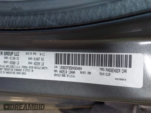 2011 Dodge Avenger Lux with VIN 1B3BD2FB5BN583464, listed as a IAAI auction lot 41135319 with 181,501 mi miles and . Bid and sale history available at DreamBid. Image 9.