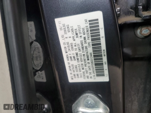 2011 Acura TSX with VIN JH4CU2F65BC012444, listed as a Copart auction lot 63826475 with 248,517 mi miles and Clean title. Bid and sale history available at DreamBid. Image 12.