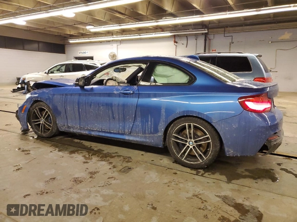 2021 BMW 2 Series M240i xDrive with VIN WBA2J7C07M7J59957, listed as a Copart auction lot 45558215 with 22,522 mi miles and Salvage Title. Bid and sale history available at carsss.com. Image 2.