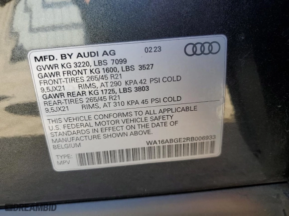 2024 Audi Q8 e-tron Prestige with VIN WA16ABGE2RB006933, listed as a Copart auction lot 72645354 with NaN miles and Salvage Title. Bid and sale history available at carsss.com. Image 13.