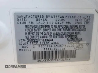 2015 Nissan Note SL с VIN 3N1CE2CP7FL436944, выставлен на аукционе Copart как лот 42561755 с пробегом 127 869 миль миль и Списание • Salvage title. История ставок и продаж доступна на DreamBid. Изображение 14.