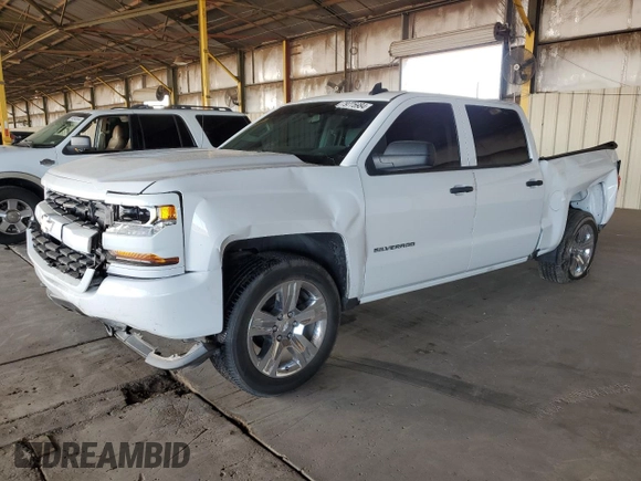 2018 Chevrolet Silverado 1500 Custom with VIN 3GCPCPEH4JG383662, listed as a Copart auction lot 79775984 with 147,850 mi miles and Salvage Title. Bid and sale history available at DreamBid. Image 1.