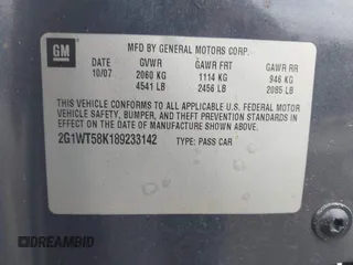 2008 Chevrolet Impala LT with VIN 2G1WT58K189233142, listed as a IAAI auction lot 41996365 with 110,633 mi miles and . Bid and sale history available at DreamBid. Image 9.