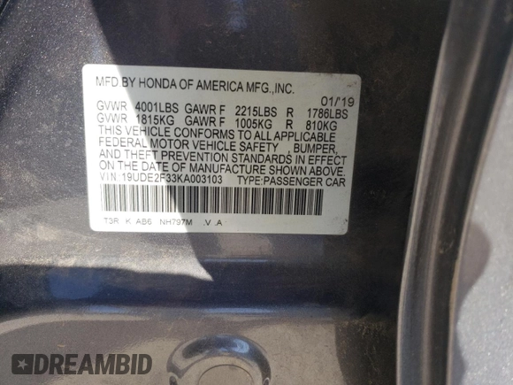 2019 Acura ILX with VIN 19UDE2F33KA003103, listed as a Copart auction lot 47090815 with 64,823 mi miles and Salvage Title. Bid and sale history available at carsss.com. Image 13.
