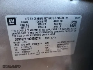 2012 Chevrolet Equinox LT w/2LT with VIN 2GNFLPE50C6395718, listed as a Copart auction lot 89207915 with 196,695 mi miles and Salvage Title. Bid and sale history available at carsss.com. Image 15.