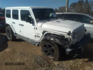 2018 Jeep Wrangler Unlimited Sahara with VIN 1C4HJXEG0JW207873, listed as a IAAI auction lot 41213655 with 61,043 mi miles. Bid and sale history available at carsss.com. Image 1.