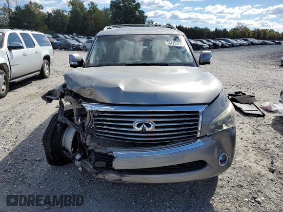 2012 Infiniti QX56 7-passenger with VIN JN8AZ2NE1C9021390, listed as a Copart auction lot 76475574 with 159,671 mi miles and Salvage Title. Bid and sale history available at carsss.com. Image 5.