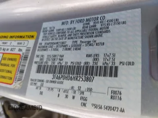 2017 Ford Fusion SE with VIN 3FA6P0HD6HR253807, listed as a IAAI auction lot 41679492 with 146,023 mi miles. Bid and sale history available at carsss.com. Image 9.