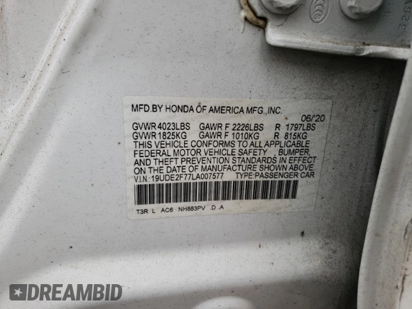 2020 Acura ILX w/Premium Pkg with VIN 19UDE2F77LA007577, listed as a Copart auction lot 70630742 with Not Provided miles. Bid and sale history available at carsss.com. Image 13.