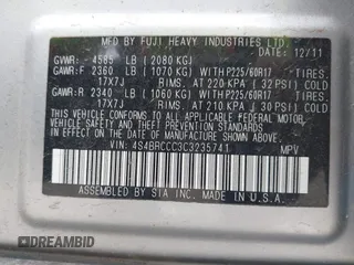 2012 Subaru Outback Prem with VIN 4S4BRCCC3C3235741, listed as a IAAI auction lot 42552729 with 119,603 mi miles and . Bid and sale history available at DreamBid. Image 9.