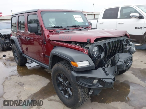 2021 Jeep Wrangler Unlimited Sport S with VIN 1C4HJXDN9MW777830, listed as a IAAI auction lot 41625934 with 42,251 mi miles and . Bid and sale history available at DreamBid. Image 1.
