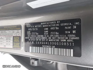 2016 Kia Optima EX with VIN 5XXGU4L33GG108511, listed as a IAAI auction lot 41355565 with 167,111 mi miles. Bid and sale history available at carsss.com. Image 9.