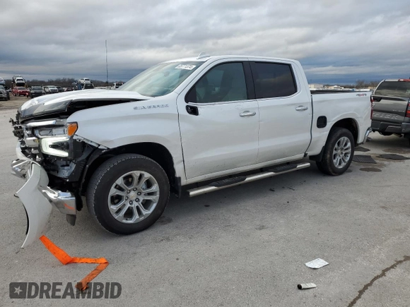 2023 Chevrolet Silverado 1500 LTZ with VIN 1GCUDGED6PZ107151, listed as a Copart auction lot 85771374 with 12,879 mi miles and Salvage Title. Bid and sale history available at carsss.com. Image 1.