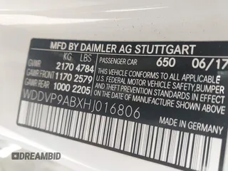 2017 Mercedes-Benz B Electric Drive with VIN WDDVP9ABXHJ016806, listed as a IAAI auction lot 41808836 with 47,325 mi miles and . Bid and sale history available at DreamBid. Image 9.
