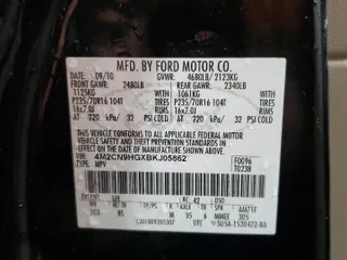 2011 Mercury Mariner Premier with VIN 4M2CN9HGXBKJ05862, listed as a Copart auction lot 80549164 with 188,221 mi miles and Salvage Title. Bid and sale history available at carsss.com. Image 13.