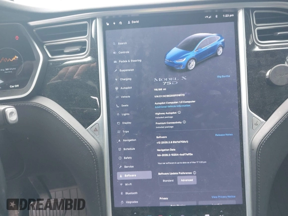 2016 Tesla Model X 70D with VIN 5YJXCBE20GF016173, listed as a IAAI auction lot 41809725 with 116,198 mi miles. Bid and sale history available at carsss.com. Image 18.