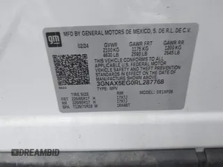 2024 Chevrolet Equinox LS with VIN 3GNAX5EG0RL287768, listed as a IAAI auction lot 41622472 with 13,697 mi miles. Bid and sale history available at carsss.com. Image 9.