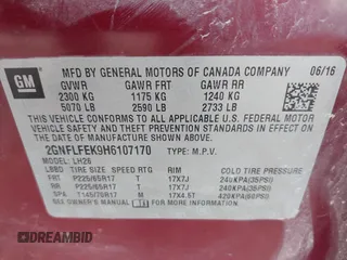 2017 Chevrolet Equinox LT with VIN 2GNFLFEK9H6107170, listed as a IAAI auction lot 42159884 with 118,228 mi miles. Bid and sale history available at carsss.com. Image 9.
