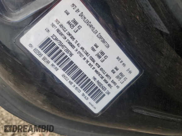 2005 Chrysler PT Cruiser GT with VIN 3C3AY75S45T289706, listed as a Copart auction lot 78814044 with 221,391 mi miles and Salvage Title. Bid and sale history available at carsss.com. Image 13.