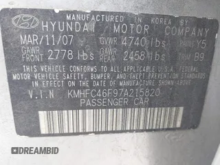 2007 Hyundai Azera SE with VIN KMHFC46F97A215820, listed as a IAAI auction lot 42120029 with 211,069 mi miles. Bid and sale history available at carsss.com. Image 9.
