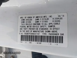 2017 Acura TLX w/Technology Pkg with VIN 19UUB1F5XHA001197, listed as a IAAI auction lot 41530789 with 65,747 mi miles. Bid and sale history available at carsss.com. Image 9.