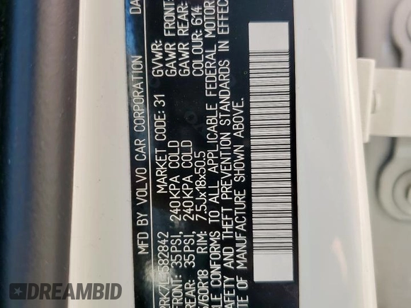 2020 Volvo XC60 Momentum с VIN YV4102RK7L1582842, выставлен на аукционе Copart как лот 56717465 с пробегом 81 274 миль миль и Списание • Salvage title. История ставок и продаж доступна на DreamBid. Изображение 14.