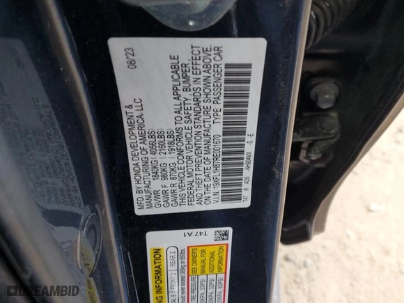 2024 Honda Civic Hatchback Sport Touring with VIN 19XFL1H87RE001670, listed as a Copart auction lot 45103195 with 21,470 mi miles and Salvage Title. Bid and sale history available at carsss.com. Image 14.
