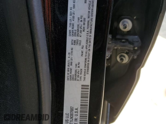 2020 Ram 1500 Limited with VIN 1C6SRFHT1LN387687, listed as a Copart auction lot 42228485 with 63,874 mi miles and Salvage Title. Bid and sale history available at carsss.com. Image 12.