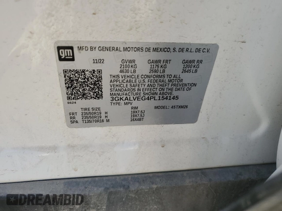 2023 GMC Terrain SLT with VIN 3GKALVEG4PL154145, listed as a Copart auction lot 89008375 with 55,445 mi miles and Salvage Title. Bid and sale history available at carsss.com. Image 15.