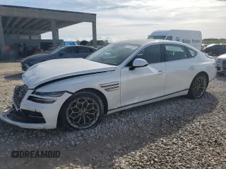 2021 Genesis G80 2.5T with VIN KMTGB4SC8MU044111, listed as a Copart auction lot 87377824 with 17,102 mi miles and Salvage Title. Bid and sale history available at carsss.com. Image 1.