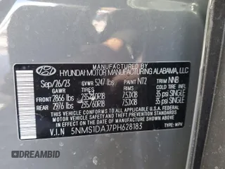 2023 Hyundai Santa Fe SE with VIN 5NMS1DAJ7PH628183, listed as a Copart auction lot 45590265 with 22,134 mi miles and Salvage title. Bid and sale history available at DreamBid. Image 13.