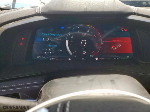 2025 Chevrolet Corvette 2LT with VIN 1G1YB3D40S5104689, listed as a Copart auction lot 49962765 with 5,744 mi miles and Salvage Title. Bid and sale history available at carsss.com. Image 9.
