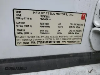 2013 Tesla Model S z VIN 5YJSA1DNXDFP21418, wystawiony jako Copart lot #59131655 z przebiegiem 106 428 mil mil oraz Szkoda całkowita • Salvage title. Historia ofert i sprzedaży dostępna na DreamBid. Obrazek 12.