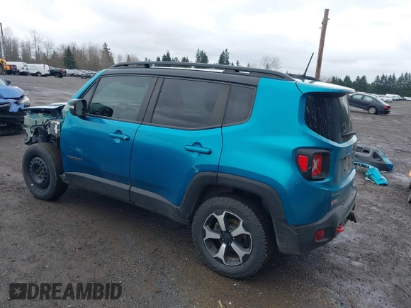 2021 Jeep Renegade Trailhawk with VIN ZACNJDC15MPN30461, listed as a IAAI auction lot 41846420 with 53,458 mi miles and . Bid and sale history available at DreamBid. Image 3.