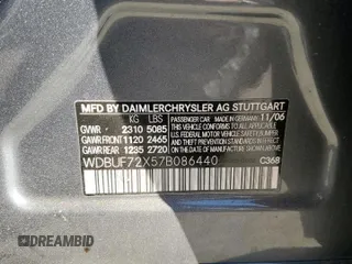 2007 Mercedes-Benz E 550 with VIN WDBUF72X57B086440, listed as a Copart auction lot 42975855 with 178,032 mi miles and Salvage Title. Bid and sale history available at DreamBid. Image 12.