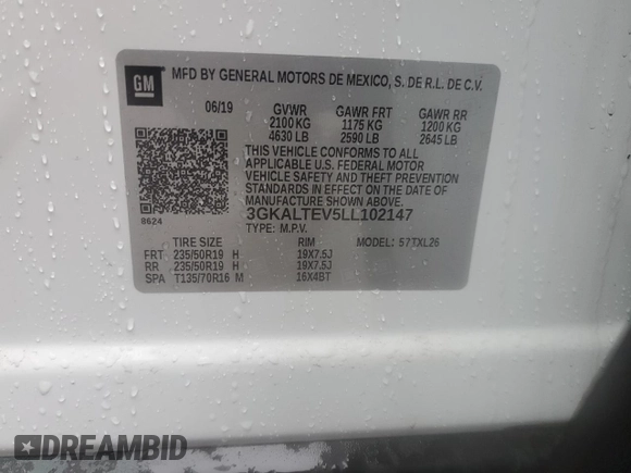 2020 GMC Terrain SLE with VIN 3GKALTEV5LL102147, listed as a Copart auction lot 47030235 with 41,235 mi miles and Salvage Title. Bid and sale history available at carsss.com. Image 15.
