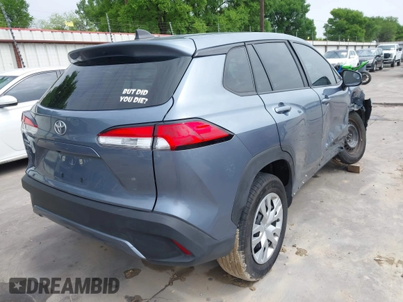 2023 Toyota Corolla Cross L with VIN 7MUAAAAG9PV047205, listed as a IAAI auction lot 41898077 with 29,184 mi miles and . Bid and sale history available at DreamBid. Image 4.