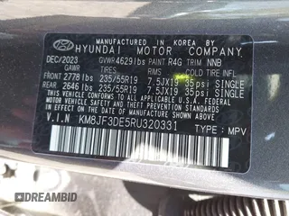 2024 Hyundai Tucson XRT z VIN KM8JF3DE5RU320331, wystawiony jako IAAI lot #42043282 z przebiegiem 14 358 mil mil oraz . Historia ofert i sprzedaży dostępna na DreamBid. Obrazek 9.