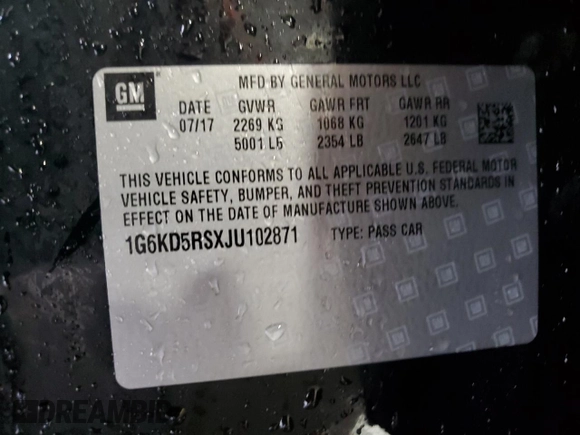 2018 Cadillac CT6 Luxury AWD z VIN 1G6KD5RSXJU102871, wystawiony jako Copart lot #54579165 z przebiegiem 31 219 mil mil oraz Szkoda całkowita • Salvage title. Historia ofert i sprzedaży dostępna na DreamBid. Obrazek 12.