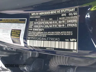 2020 Mercedes-Benz GLC 300 with VIN W1N0G8DB6LF798343, listed as a IAAI auction lot 42068166 with 56,857 mi miles and . Bid and sale history available at DreamBid. Image 9.