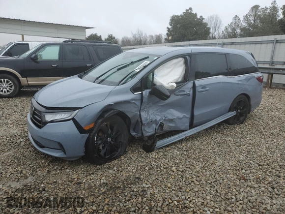 2023 Honda Odyssey Sport with VIN 5FNRL6H77PB011365, listed as a Copart auction lot 44546225 with 48,458 mi miles and Salvage Title. Bid and sale history available at carsss.com. Image 1.