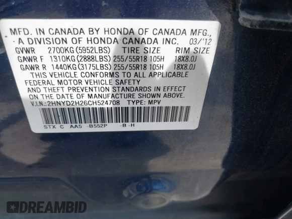2012 Acura MDX с VIN 2HNYD2H26CH524708, выставлен на аукционе IAAI как лот 42289871 с пробегом 205 418 миль миль и . История ставок и продаж доступна на DreamBid. Изображение 9.