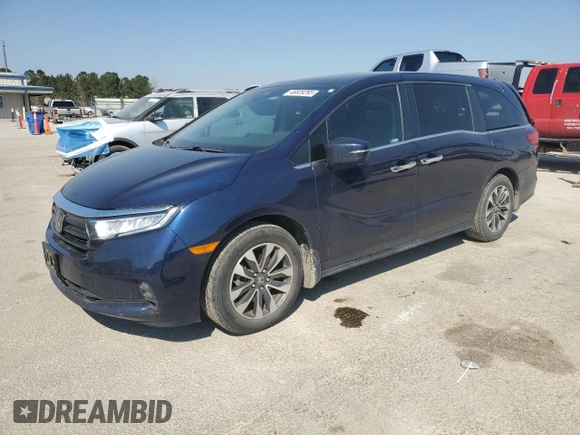 2022 Honda Odyssey EX-L with VIN 5FNRL6H73NB021145, listed as a Copart auction lot 46609265 with 31,493 mi miles and Salvage Title. Bid and sale history available at DreamBid. Image 1.