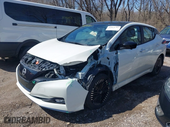 2023 Nissan LEAF SV Plus with VIN 1N4CZ1CV2PC557412, listed as a IAAI auction lot 41814701 with 28,513 mi miles and . Bid and sale history available at DreamBid. Image 6.