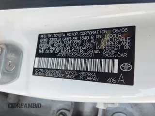 2008 Toyota Yaris with VIN JTDBT903284035531, listed as a IAAI auction lot 41591330 with 142,123 mi miles. Bid and sale history available at carsss.com. Image 9.