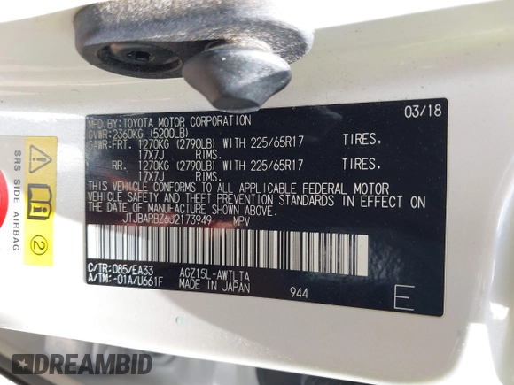 2018 Lexus NX 300 with VIN JTJBARBZ6J2173949, listed as a IAAI auction lot 42493758 with 24,497 mi miles and . Bid and sale history available at DreamBid. Image 9.