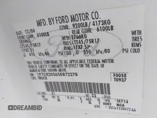 2005 Ford F-250 XL with VIN 1FTSX20565EB72278, listed as a IAAI auction lot 41914899 with 270,975 mi miles and . Bid and sale history available at DreamBid. Image 9.